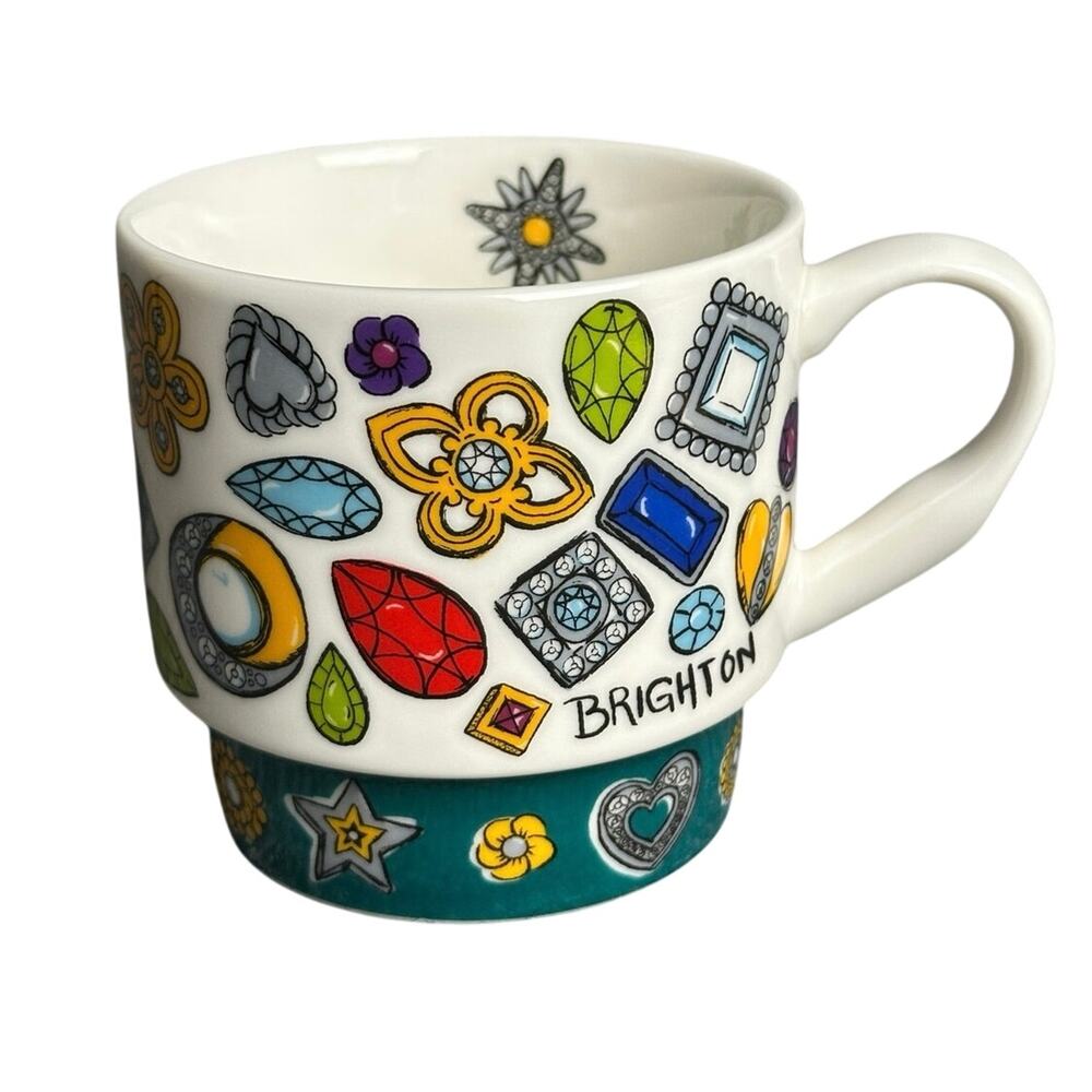 Brighton pedestal mug colorful jewels bling sparkle collectible discontinued